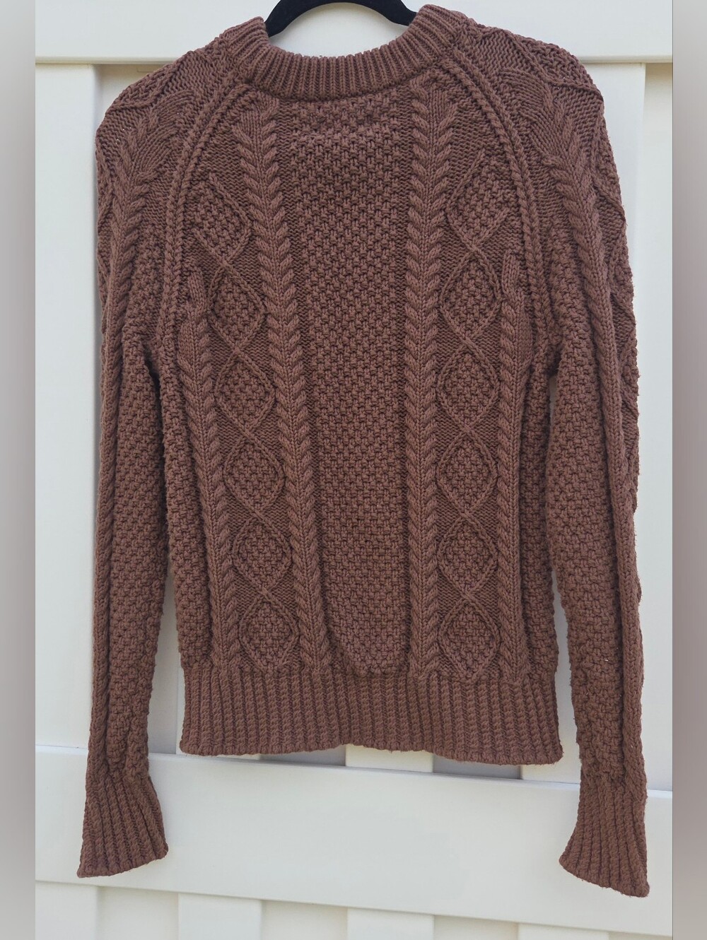 L.L. Bean Brown Mens Signature 100% Cotton Fisherman Sweater Size Medium - Picture 2 of 7